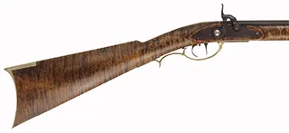 Halfstock Rifle,
.40 caliber, 32" Colerain barrel, 
percussion, curly maple, brass trim,
new, unfired, by J.A. Wymore